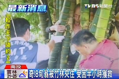 臺8旬老翁被竹子緊緊夾住受困半小時獲救(圖)