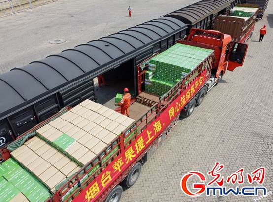 【組圖】“守滬者聯(lián)盟”丨山東煙臺:公路轉鐵路 100噸蘋果馳援上海